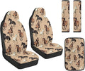 FUSURIRE Horse Pattern Car Seat Cover Set with Center Console Armrest Covers Cushion and Seat Belt Shoulder Straps Pad 5pcs PU Car Accessories for Truck Sedan SUV