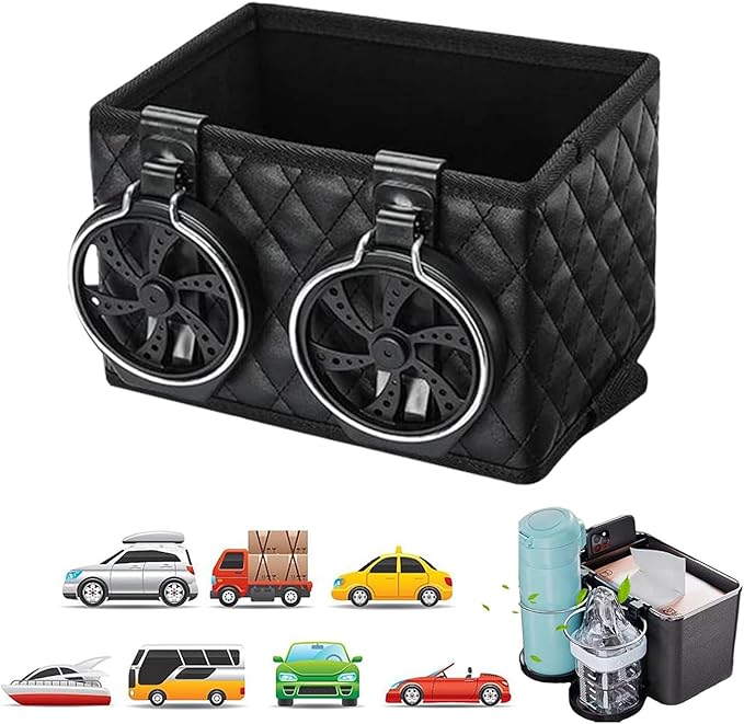 ZMPDJG 2025 New Car Armrest Storage Box, Car Armrest Storage Box with 2 Cup Holders, Universal Between Seat Console Organizer with Phone Slot (A)
