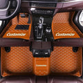 Custom Making Car Floor Mats Compatible for 2000-2025 All Mode Sedan SUV Sports Car Full Coverage Cute Pads Protection Non-Slip Leather Floor Liners (Orange)