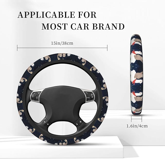 Sloth Llama Painting Universal Fit Steering Wheel Cover for Car, Truck, and SUV, Durable Steering Wheel Protection