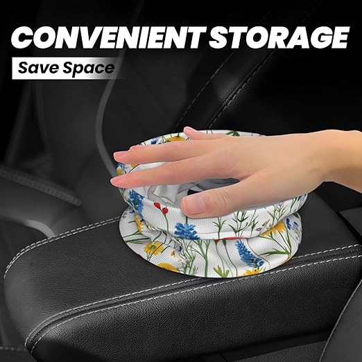 Summer Wildflower Car Trash Can Garbage Cans Foldable,Cute Hanging Car Organizer and Storage Bag Leak Proof, Auto Back Seat Trash Bin Universal for Truck, SUV, Outdoor Travel