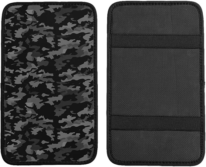 Camouflage Car Center Console Armrest Pads Cover for SUV Sedan Black Camo Army Arm Rest Pad Armrest Protector Auto Decor Accessories Fit for Most Cars Sedans Vans Truck Vehicles, SUVs
