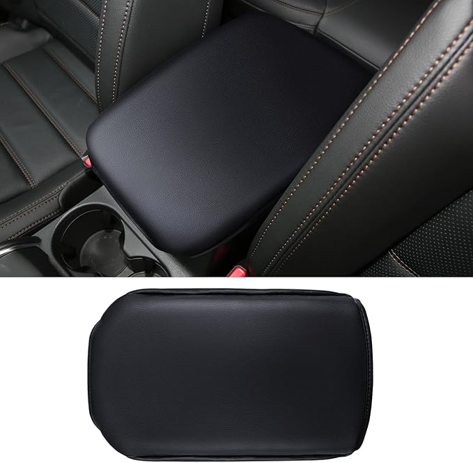 Auprite Center Console Cover for Mazda CX5 2018-2023 2024, Auto Center Console Cover Pad PU Leather Car Armrest Seat Box Cover Protector for Mazda CX5 Accessories (Black with Cushion Flat)