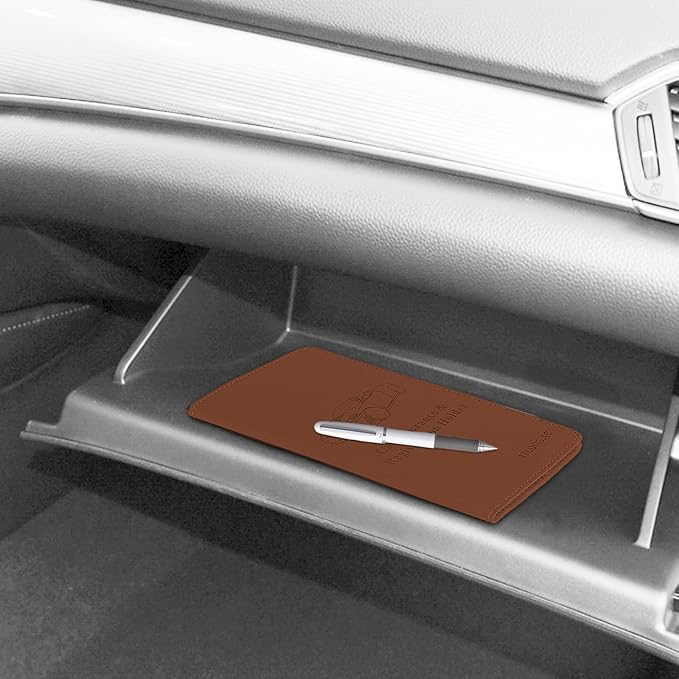 TILDOSAC Car Registration & Insurance Card Holder Leather Auto Glove Box Organizer Document Wallet with Magnetic Shut