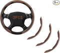 Steering Wheel Covers, 3PCs Carbon Fiber Anti-Skid Clip on Car Steering Wheel Cover Protector Universal for Most Car Wheel (Brown)