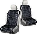 ZONETECH Royal Natural Wood Bead Seat Cover and Black Wooden Beaded Comfort Seat Cover (Black, 2-Pack)