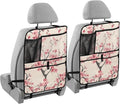 JIPONI Car Backseat Organizer, Japan Cherry Blossoms Automotive Back Seat Protector, Kick Mats with Storage Pockets for Kids Pets, Road Trip Accessories (2 Pack)