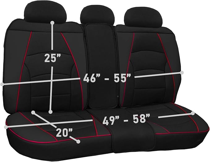 FH Group Car Seat Cover for Back Seat Solid Black Faux Leather - Universal Fit, Rear Seat Covers for Cars with Rear Split Bench, Car Seat Cushions, Car Interior Accessories for SUV, Sedan, Van