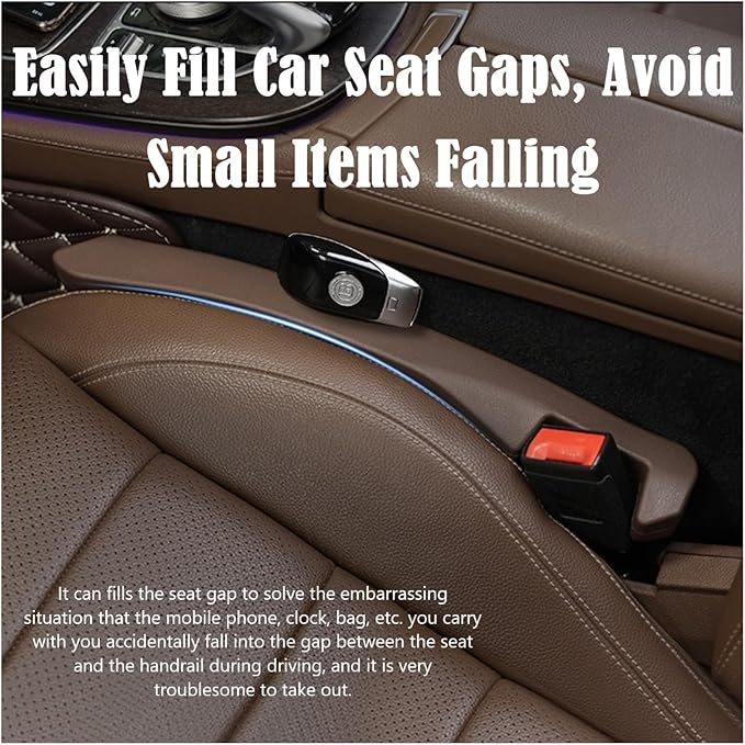 Berylins Leather Car Seat Gap Filler Universal for Car, SUV, Truck Fit Organizer Fill The Gap Between Seat and Console Stop Things from Dropping, Set of 2 (Brown)