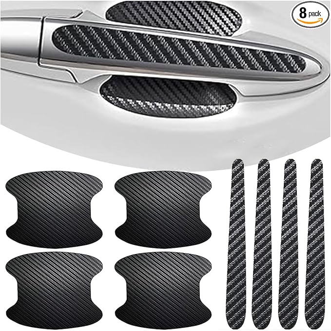 8 PCS Car Door Handle Anti-Scratches Sticker, Self-Adhesive & Non-Marking Car Door Bowl Paint Scratch Protective Films, Universal Protective Pad Sticker for Most Cars (Black)