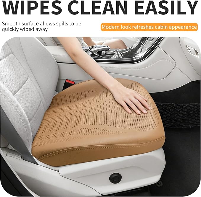 CAPITAUTO 1 Piece Seat Covers Front PU Leather Car Seat Covers, Universal Bottom Seat Covers for Cars,Full Wrapping Edge Fits 95% of car (Brown)