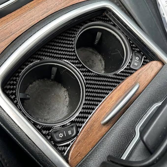 NVCNX Real Premium Carbon Fiber for Chrysler 300 Accessories for C Platinum 2015-2017 / C 2018-2023 Car Center Console Cup Holder Cover Interior Trim Sticker Decal 1PC