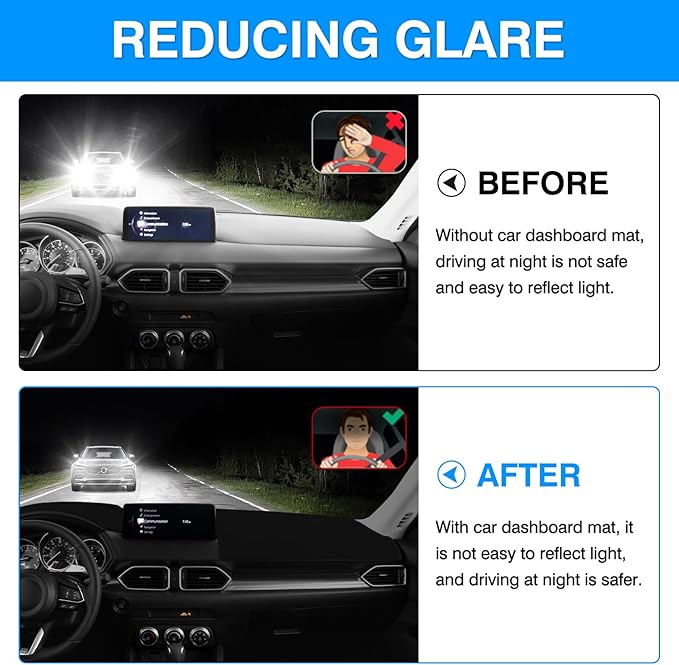Cartist Dashboard Cover Mat for 2017-2022 2023 2024 2025 Mazda CX-5 CX5 Accessories Dash Cover Suede Dash Mat Sunshade Glare UV Rays Protector (Without Hud)
