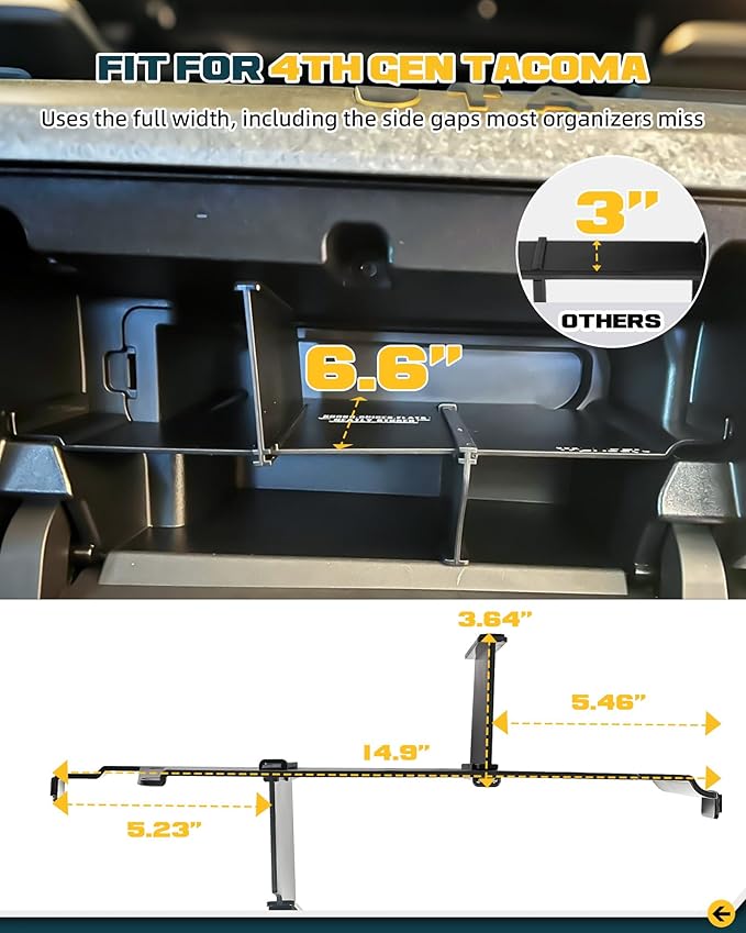 Trumgeta Glove Box Organizer Fit for 2024 2025 2026 Toyota Tacoma Glove Box Compartment Insert Storage Divider 4th Gen Tacoma Accessories