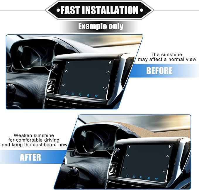 Car Dashboard Cover Mat Compatible for Toyota Sienna 2004-2010, Protective Polyester Beige Center Console Interior Trim Dash Board Mat