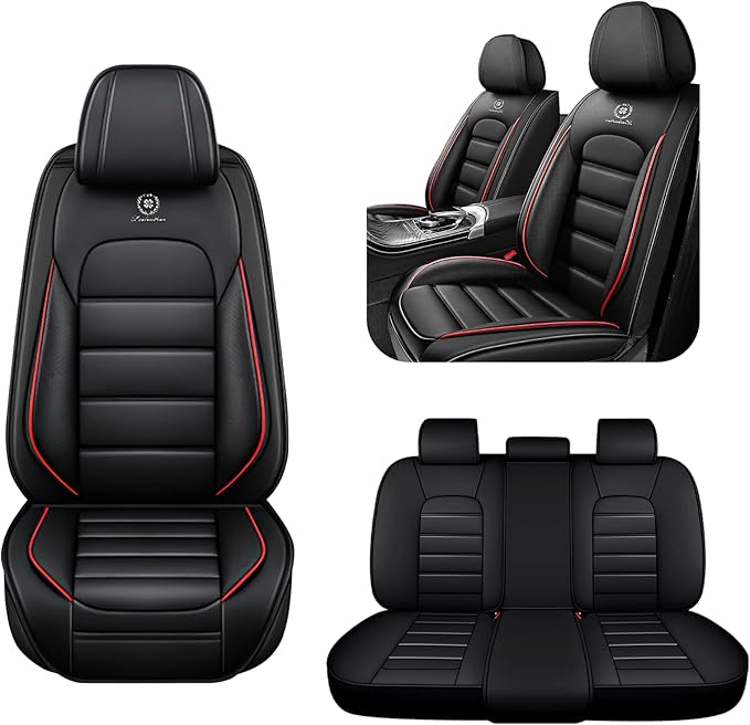 AREKA 5 Seat Covers for Honda Accord 2003-2026 Breathable Car Seat Covers,Anti-Slip Waterproof Car Seat Protectors with Airbag,Automotive Vehicle Cushion with Storage Pockets (Standard,Redline)