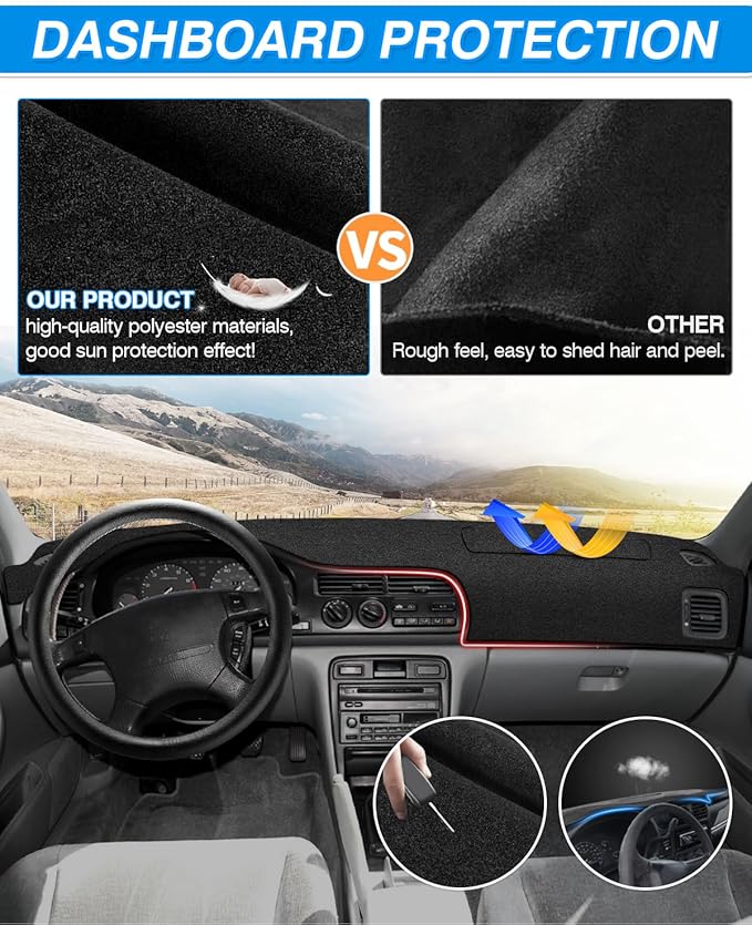 Cartist Dash Cover Compatible with Honda Civic 1996 1997 1998 1999 2000 Dashboard Cover Mat Non-Slip Carpet Sunshield Glare UV Rays Protector