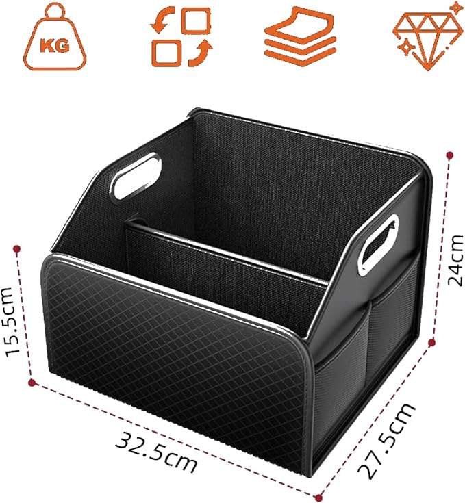 Car Trunk Organizer and Car Storage,Collapsible Multi-Compartment Car Organizers, Waterproof Foldable Luggage Bag with 4 Pockets，Suitable for Any Car