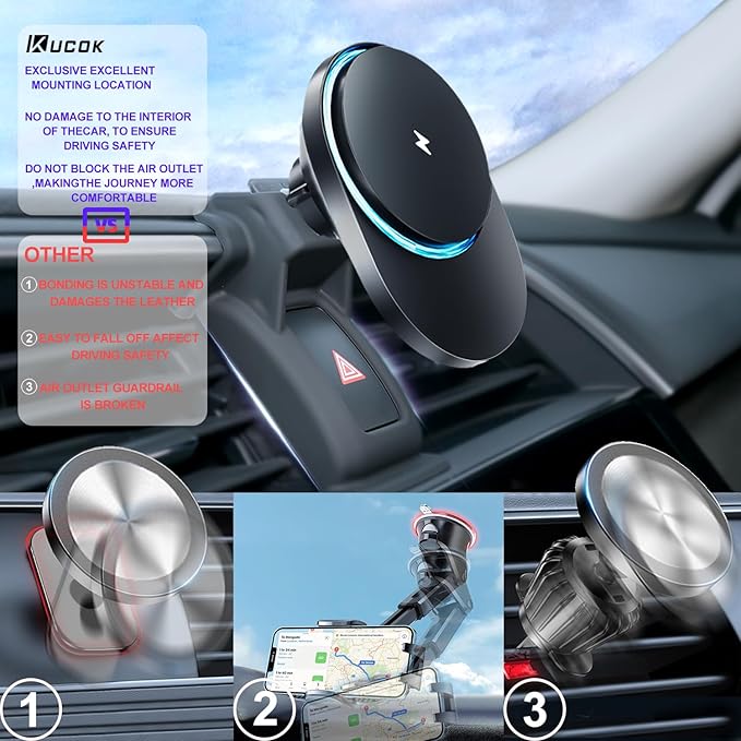for MagSafe Civic Mount Charger, Exclusive fits for 2016-2021 Honda Civic, Compatible with iPhone 17/16/15/14/13/12/Mini Series, Intelligent Heat Dissipation Fast Charging 15W