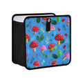 Car Trash Can Organizer Bin with Adjustable Strap for Back Front Seat Console Waterproof Leakproof Collapsible Portable 11 Inch Bright Blue Mushrooms Leaves and Ladybugs
