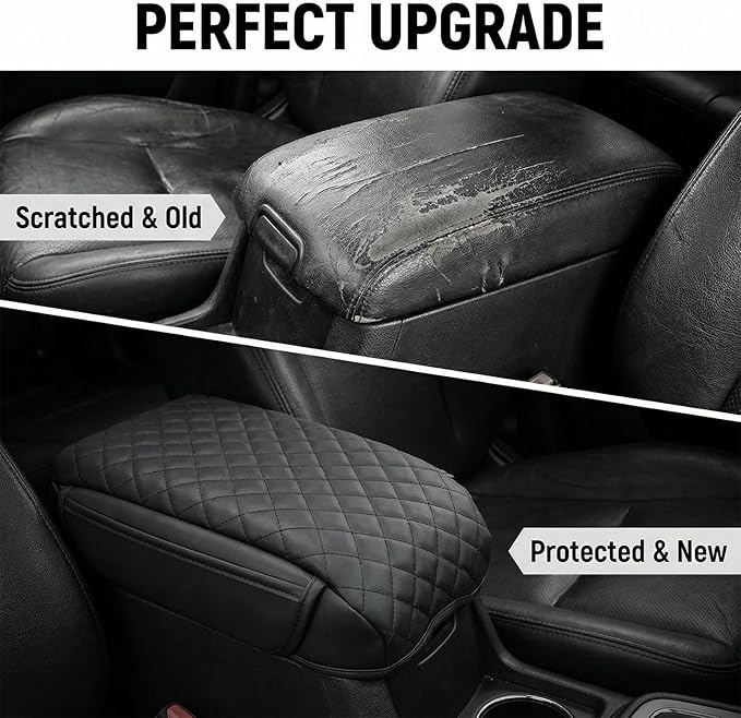 Armrest Cover Compatible with Toyota 4Runner 2010-2024, Center Console Pad with Organizer Storage Pockets, Leather Arm Rest Lid Protector Cushion Interior Accessories