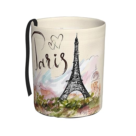 The Famous Paris Eiffel Tower Car Trash Can Leak Proof Hanging Waterproof Garbage Can Multipurpose Trash Bin for Car SUV Front Seat Headrest Collapsible and Portable Storage Pocket