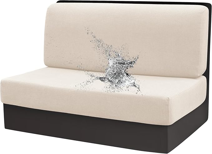 Stretch Rv Dinette Cushion Covers,Rv Dinette Booth Seats with 1 Backrest & 1 Bench Cover,38 in Camper Cushion Slipcover Booth Set,1 Set-Jade White
