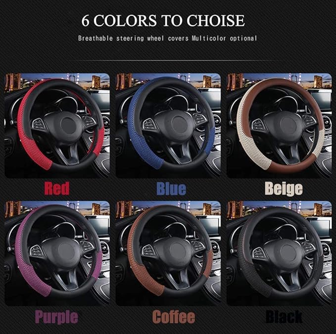 Cxtiy Premium Ice Silk Steering Wheel Cover - Soft, Breathable, and Anti-Slip for Ultimate Comfort and Style Universal Fit Most of Cars SUV Auto Vehicle (C-Coffee)