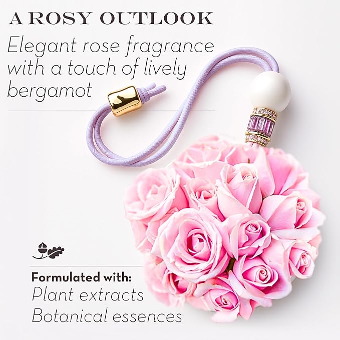 Luxury Car Air Freshener for Women - Refillable & Portable Essential Oil Fragrance Diffuser - Cute Car Accessories & Interior Decor - Mirror Hanging or Vent Clips - Two Hearts Cross Charm, Rose Scent