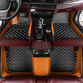 Custom Making Car Floor Mats for 96% Car Model Luxury Leather All Weather Waterproof Anti-Skid Full Coverage Liners (Orange and Black Beige)