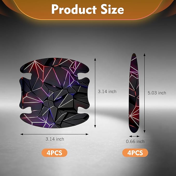 4 PackCar Door Handle Scratch Protectors, 3D Geometry Patterned Anti-Scratch Door Handle Paint Film Cover Stickers, Universal Self-Adhesive Automotive Accessories for Most Cars (Style D)