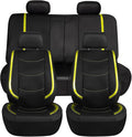 FH Group Full Set Faux Leather Car Seat Covers - Universal Fit, Low Back Front Seat Covers, Airbag Compatible, Split Bench Rear, Seat Cover for SUV, Sedan, Yellow