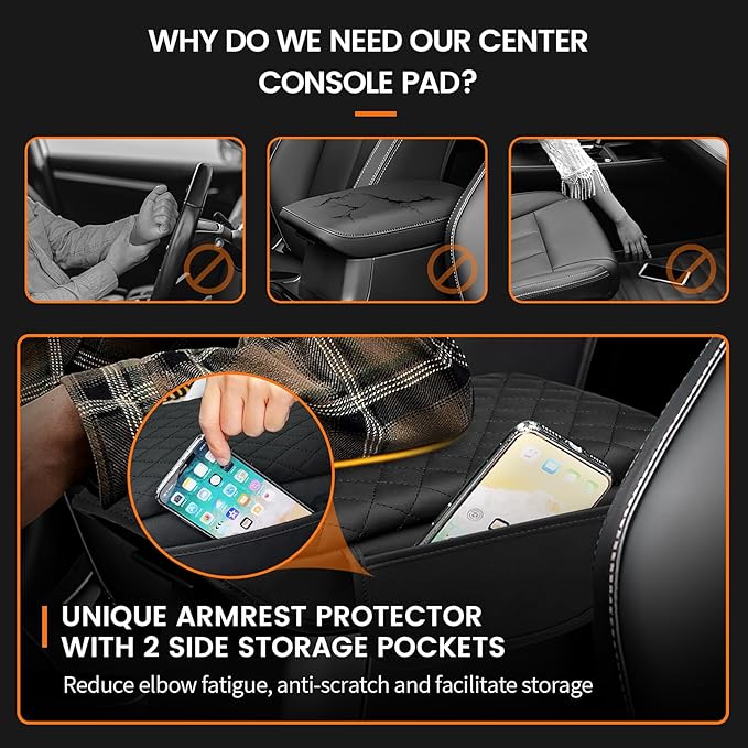 Custom for Center Console Cover Outback 2020-2025 2026 Armrest Cover Accessories PU Leather Armrest Seat Box Cover Protector with Pockets Storage Bag