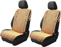 ZONETECH Beaded Car Seat Cover, Cooling Wood Bead Seat Cover, Breathable Semi Truck Seat Covers Massaging, Anti-Sweat and Back Support Features, Double Strung Universal Fit Natural Color 2-Pack