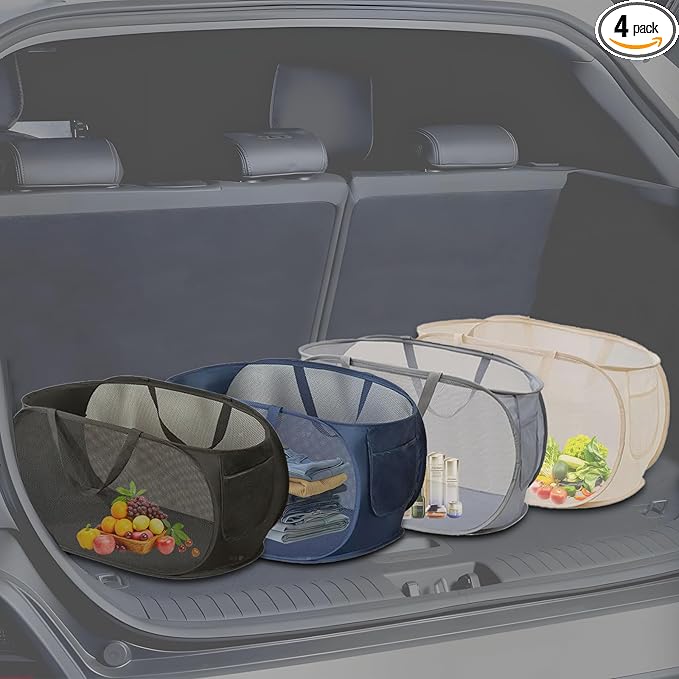 LATERONON Car Trunk Organizer,Adjustable Car Accessories for SUV Sedan Truck Foldable Car Organizers and Storage - Multi-Purpose Auto Storage Bin for Car (Black/Blue/Beige/Gray)