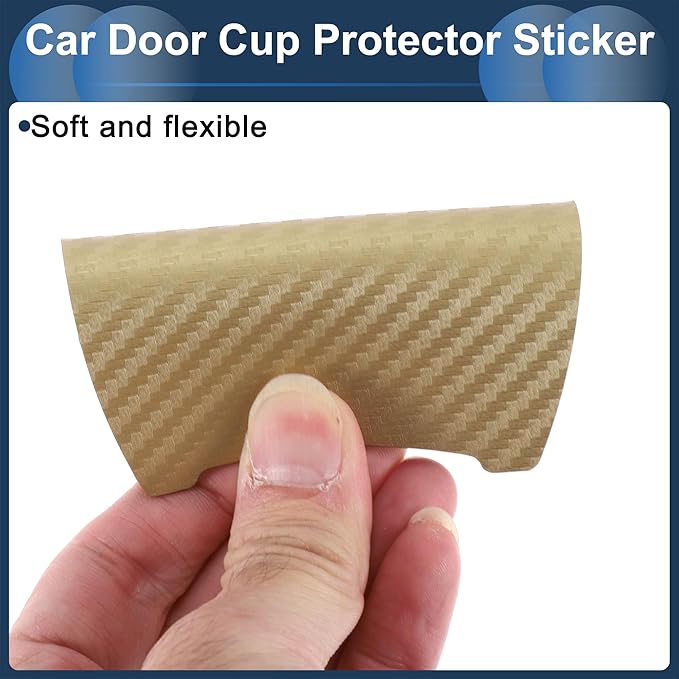 3D Car Door Handle Scratch Protector, 84x94mm Removable Magnetic Car Door Handle Protective Film Gold Tone, 4 Pcs