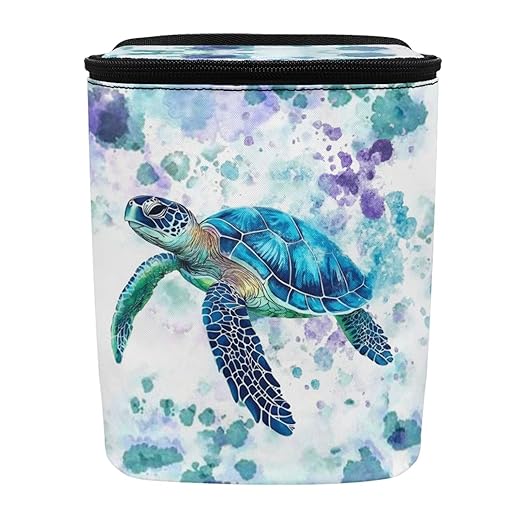 DISNIMO Tie Dye Sea Turtle Car Trash Can with Lid, Car Accessories Leak-Proof Waterproof Car Garbage Bin Collapsible Portable Car Storage Organizer Trash Bag for Car SUV Trucks