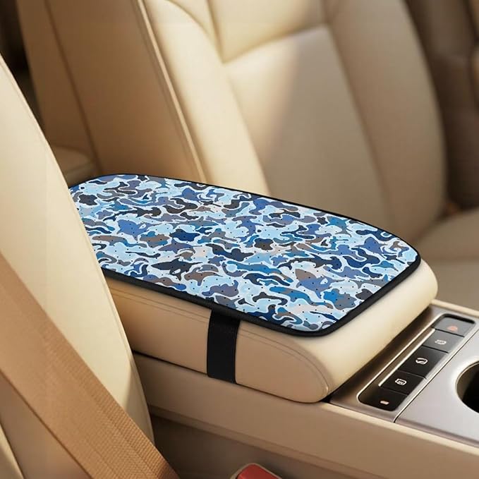 Qeluxign 5 Pieces Car Seat Cover Full Set, Shark Camouflage Seat Covers Car Seatbelt Pads Vehicle Center Console Armrest Cover Pad for Truck SUV Sedan Automotive Interior Decoration Accessorie