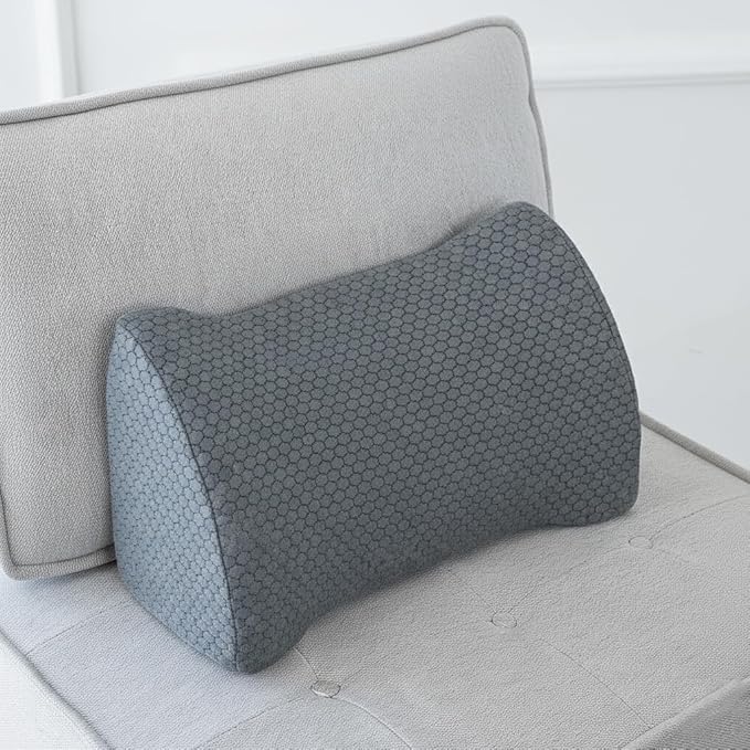 CHERRYARN Lumbar Support Pillow Memory Foam Breathable Support for Office Chair, Car Seat, Sofa, Bed - Relieves Back, Spine, Neck Pain for Ergonomic Comfort Gray 18 * 11 * 7.5in