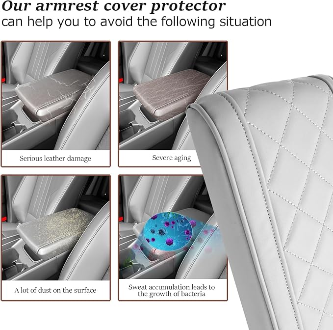SKTU 2024 2025 2026 Santa Fe Center Console Cover Compatible with 2024-2026 Hyundai Santa Fe Armrest Cover Hyundai Santa Fe 2024 2025 2026 Accessories Santa Fe Hybrid Center Console Cushion (Beige)