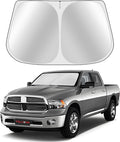 Toluoma Custom Fit Windshield Sun Shade for Dodge RAM 1500 2011-2018 - Full Coverage, 210T Reflective Fabric, Double-Layer Design - Blocks 99% UV Rays, Keeps Car Cool, Easy to Install and Store