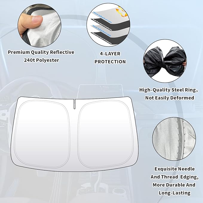 Thickened 2-Layer Front Windshield Sun Shade Compatible for Toyota Corolla Cross 2022-present, Foldable Custom Fit Sunshade Blocks 99% Heat, Keeps Car Interior Cool (for Corolla Cross 2022-present)