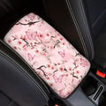 Cherry Blossom Butterfly Soft Armrest Seat Box Cover Car Armrest Cushion Car Decor Protective Car Accessories Fit for Most Cars, Vehicles, SUVs