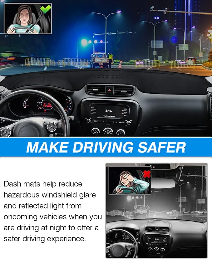 CARTIST Dashboard Cover Compatible with Kia Soul 2014-2019 Accessories Dash Cover Mat Non-Slip Pad Carpet Anti-Glare