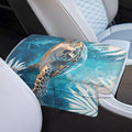 Center Console Armrest Cover for Car, Turtle Print Armrest Cushion Cover Pad with 4 Pockets, Car Accessories Fit for Sedan, Truck, SUV Soft Car Armrest Cover