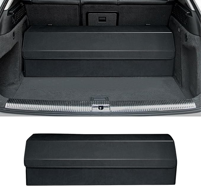 RAHALOY Trunk Organizer for Toyota RAV4 – Custom Fit Suede Cargo Storage Box, Foldable Multi-Compartment SUV Organizer for Road Trips, Groceries, Sports Equipment & Emergency Kits, 38.6"x11"x11"