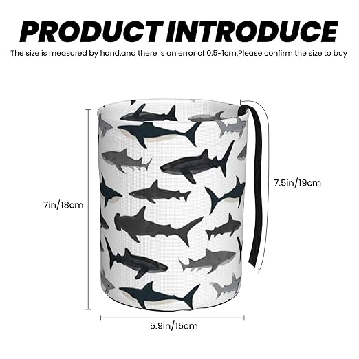 Sharks Nautical Boys Car Trash Can Leak Proof Hanging Waterproof Garbage Can Multipurpose Trash Bin for Car SUV Front Seat Headrest Collapsible and Portable Storage Pocket