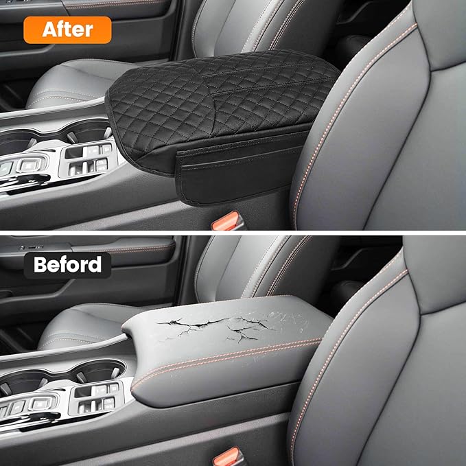 Custom for Center Console Cover Honda Pilot 2023-2025 Honda Ridgeline/Passport 2024 2025 2026 Armrest Cover Accessories PU Leather Armrest Seat Box Cover Protector with Pockets Storage Bag