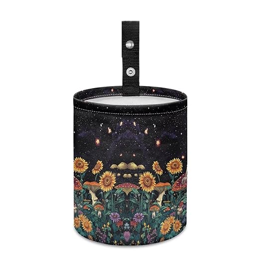 Brosoneto Skull Mushroom Floral Car Trash Can Collapsible Trash Can Rubbish Bin Garbage Bin Decoration Car Interior Easy to Clean for Car SUV Trucks