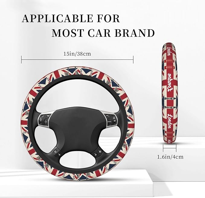 Neoprene Steering Wheel Cover The British Flag Print Car Steering Wheel Cover Universal Fit for Most Cars